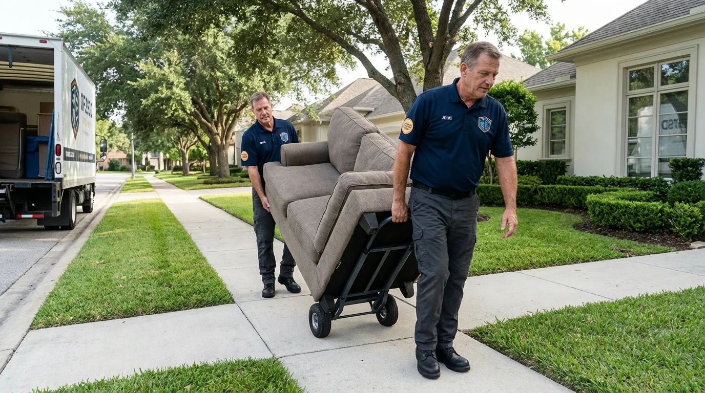 Local residential moving crew loading furniture in North Olmsted, OH